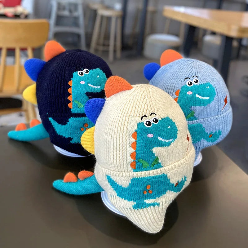 Adorable 3D dinosaur winter hat for toddlers and kids