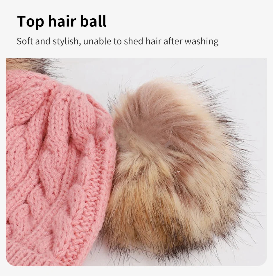 Adorable double pompom knit hat for kids