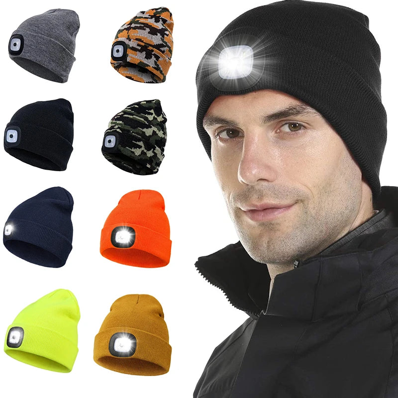 LED Light Knitted Beanie – Warm Unisex Outdoor Hat