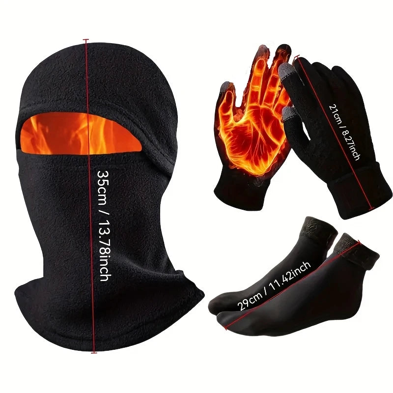 3PCS Winter Cycling Set – Hat, Scarf & Gloves