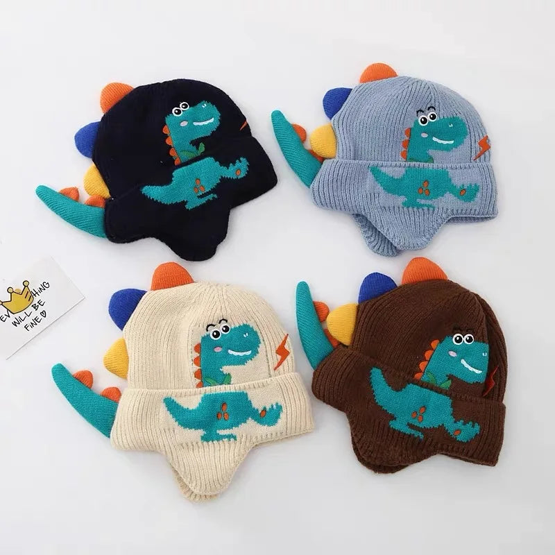 Adorable 3D dinosaur winter hat for toddlers and kids
