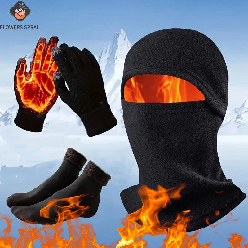 3PCS Winter Cycling Set – Hat, Scarf & Gloves